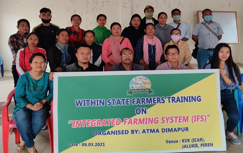 Participants and officials during the within state farmers training held at KVK (ICAR) Jalukie, Peren on March 9. (Photo Courtesy: ATMA Dimapur) 
